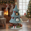 Christmas Cat Tree for Indoor Cats 48.5 inch Tower with 2 Large Condos Scratching Post-Green